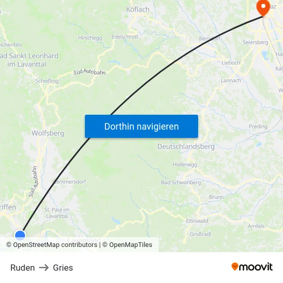 Ruden to Gries map