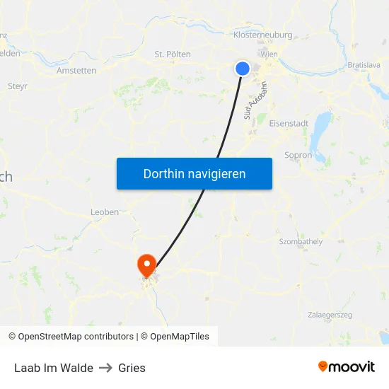 Laab Im Walde to Gries map