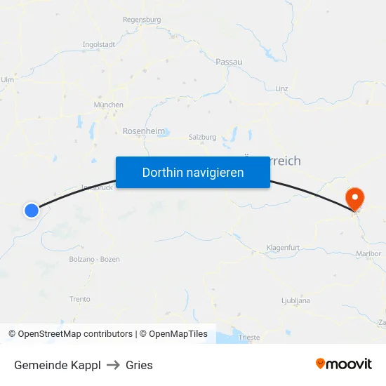 Gemeinde Kappl to Gries map