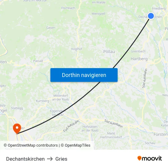 Dechantskirchen to Gries map