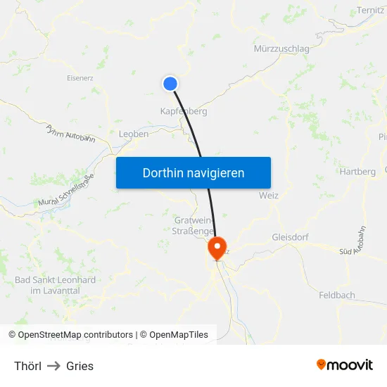 Thörl to Gries map