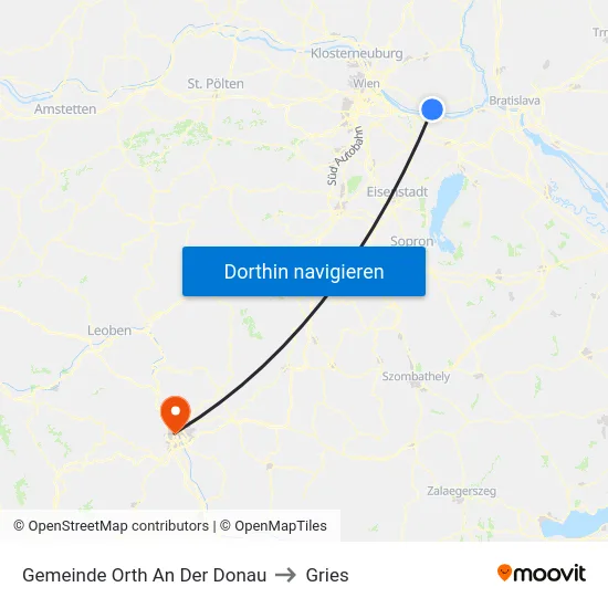 Gemeinde Orth An Der Donau to Gries map