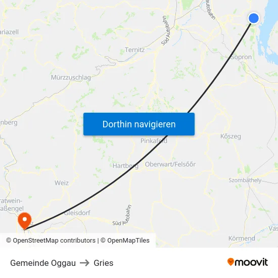 Gemeinde Oggau to Gries map