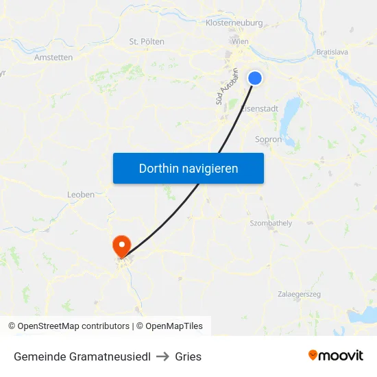 Gemeinde Gramatneusiedl to Gries map