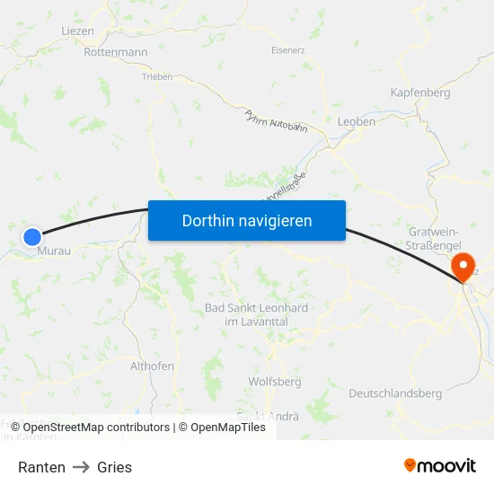 Ranten to Gries map