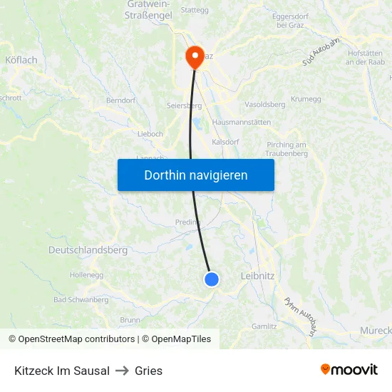 Kitzeck Im Sausal to Gries map