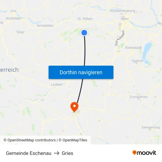 Gemeinde Eschenau to Gries map