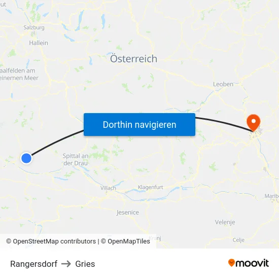 Rangersdorf to Gries map