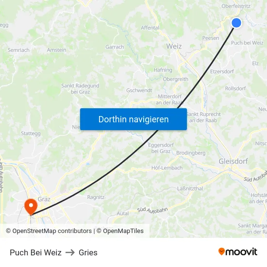 Puch Bei Weiz to Gries map