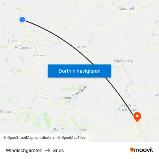 Windischgarsten to Gries map