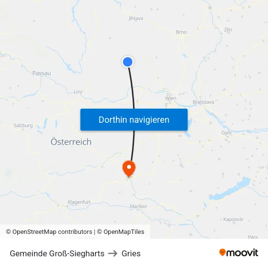 Gemeinde Groß-Siegharts to Gries map