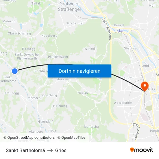 Sankt Bartholomä to Gries map