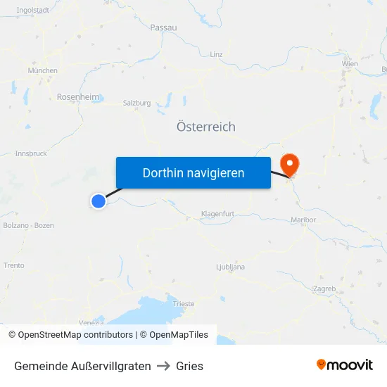 Gemeinde Außervillgraten to Gries map