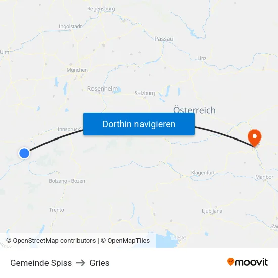 Gemeinde Spiss to Gries map