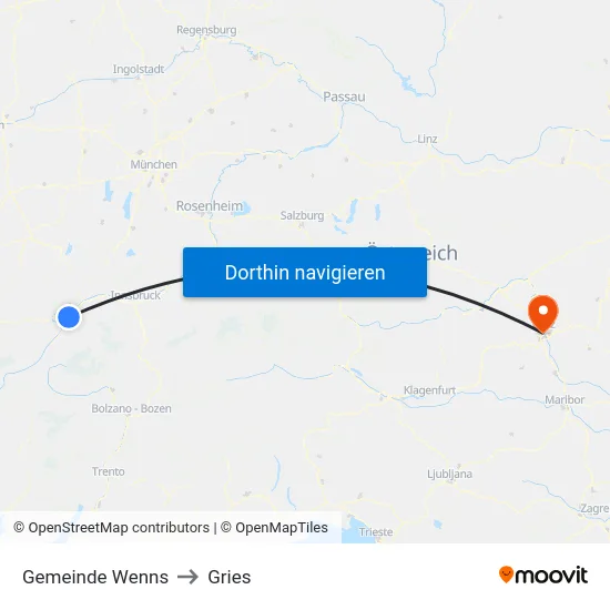 Gemeinde Wenns to Gries map