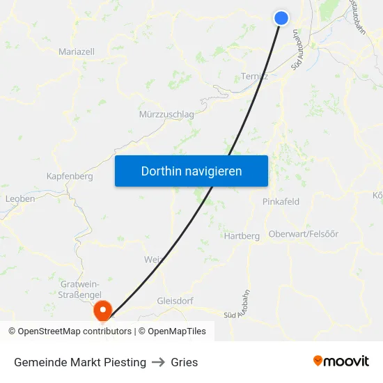 Gemeinde Markt Piesting to Gries map