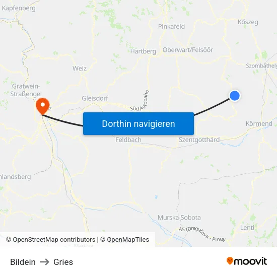 Bildein to Gries map