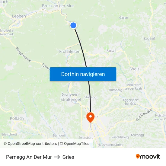 Pernegg An Der Mur to Gries map