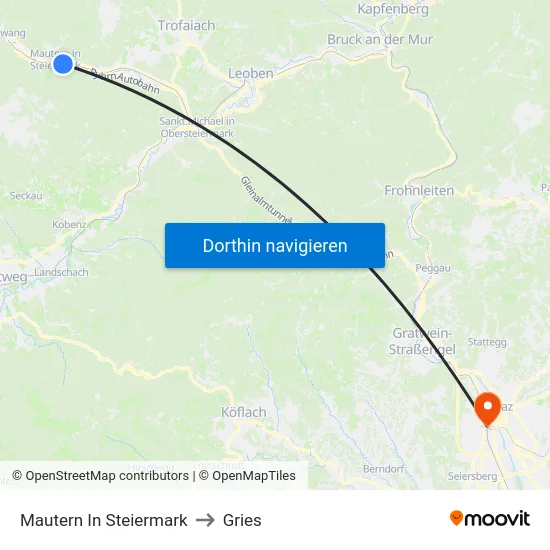 Mautern In Steiermark to Gries map