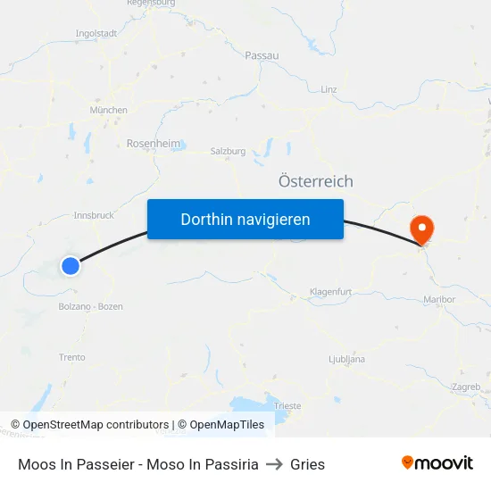 Moos In Passeier - Moso In Passiria to Gries map