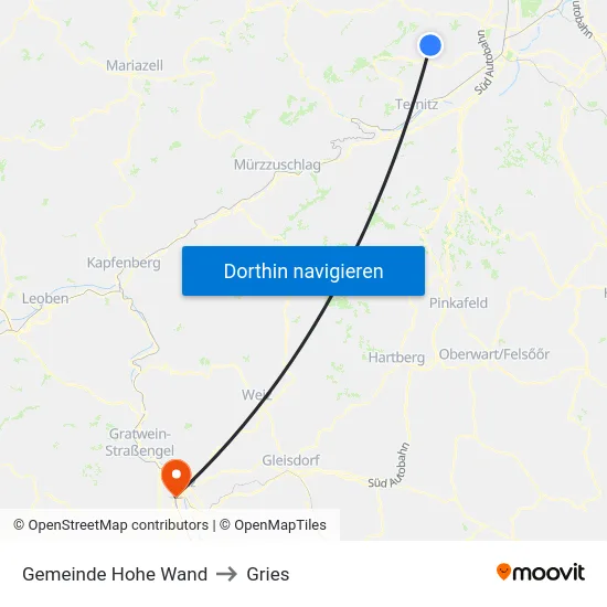 Gemeinde Hohe Wand to Gries map
