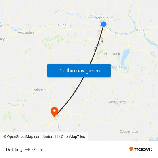 Döbling to Gries map