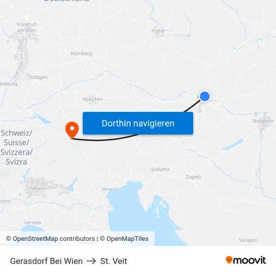 Gerasdorf Bei Wien to St. Veit map