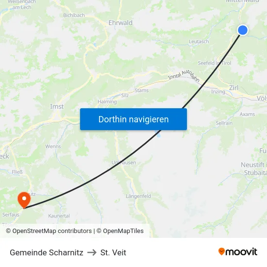Gemeinde Scharnitz to St. Veit map