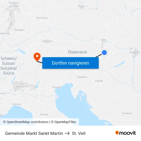 Gemeinde Markt Sankt Martin to St. Veit map