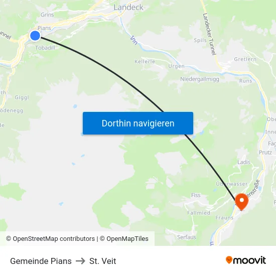 Gemeinde Pians to St. Veit map