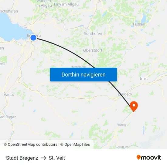 Stadt Bregenz to St. Veit map