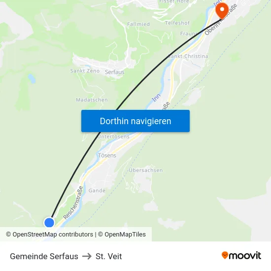 Gemeinde Serfaus to St. Veit map