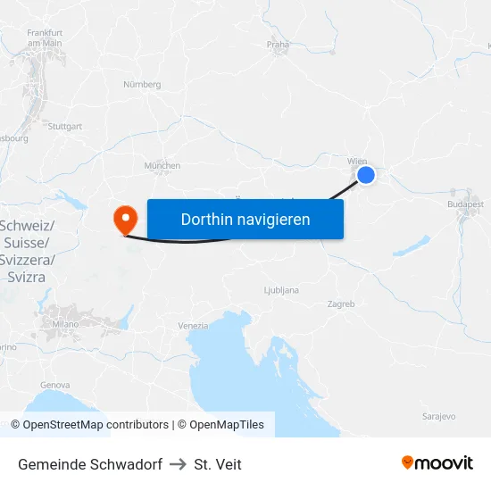 Gemeinde Schwadorf to St. Veit map