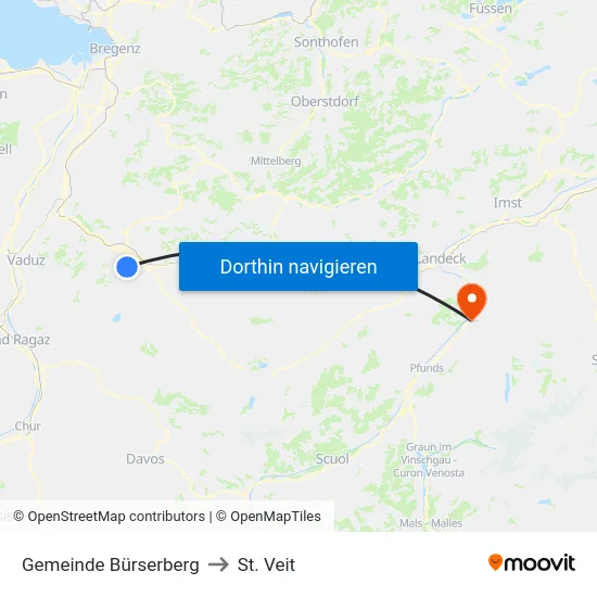 Gemeinde Bürserberg to St. Veit map