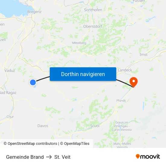 Gemeinde Brand to St. Veit map