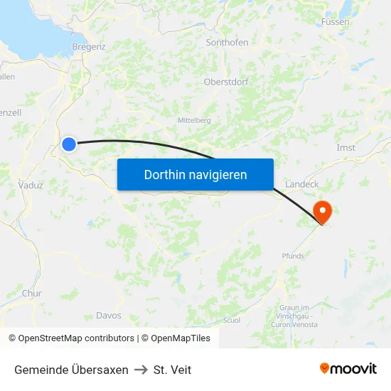 Gemeinde Übersaxen to St. Veit map