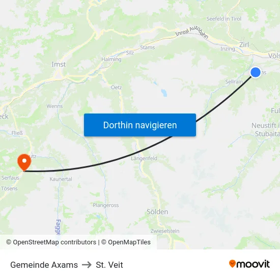 Gemeinde Axams to St. Veit map