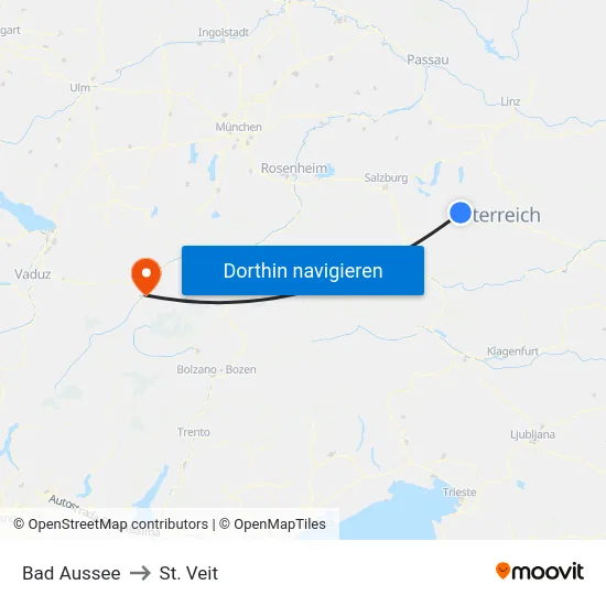 Bad Aussee to St. Veit map