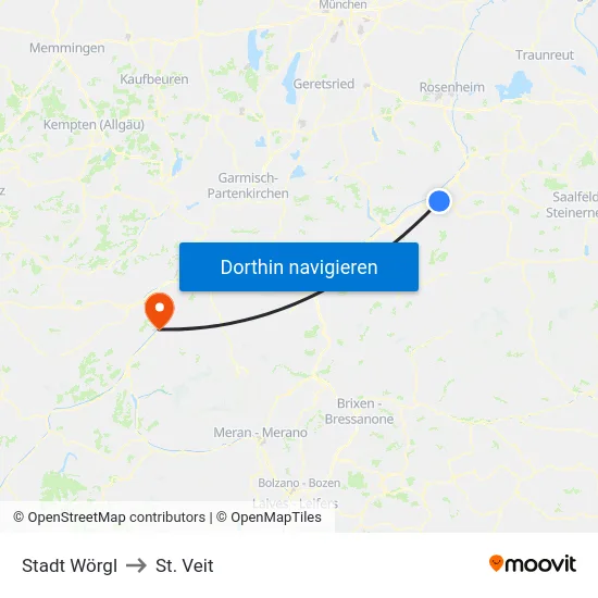 Stadt Wörgl to St. Veit map