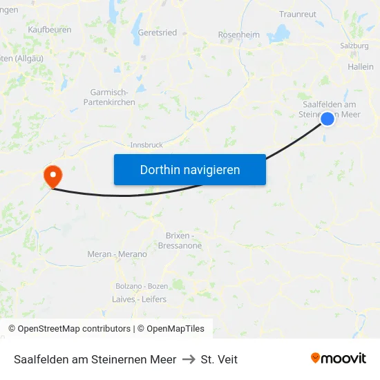 Saalfelden am Steinernen Meer to St. Veit map