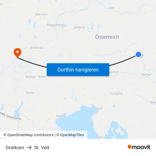 Gratkorn to St. Veit map