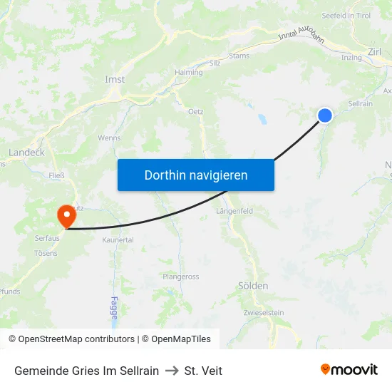 Gemeinde Gries Im Sellrain to St. Veit map