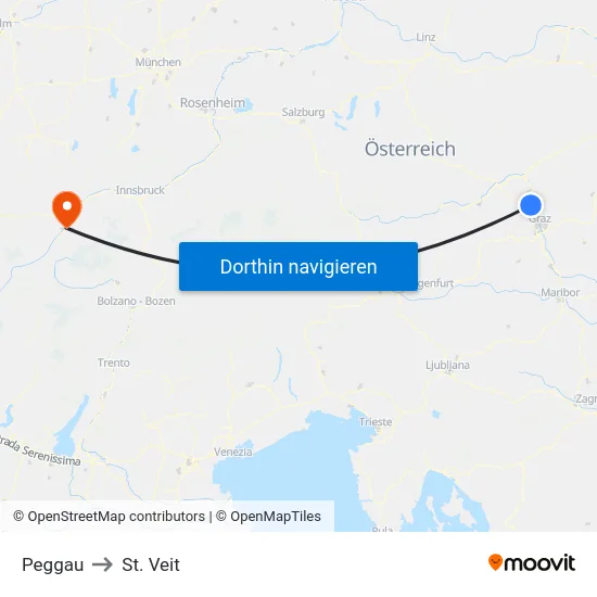 Peggau to St. Veit map