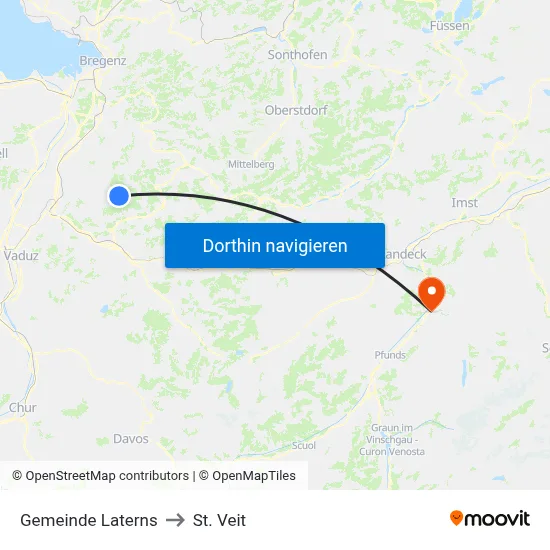 Gemeinde Laterns to St. Veit map