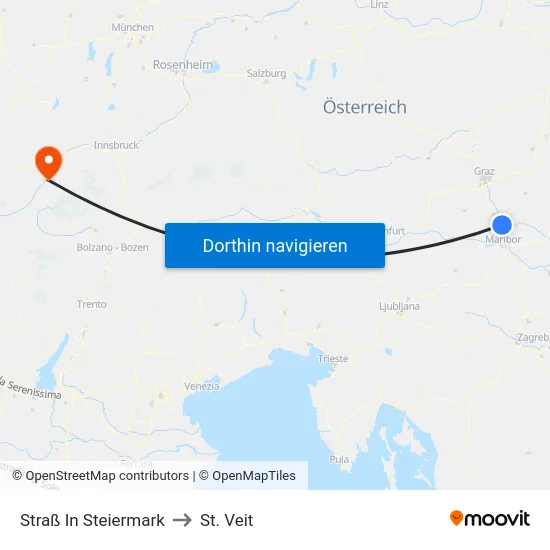 Straß In Steiermark to St. Veit map