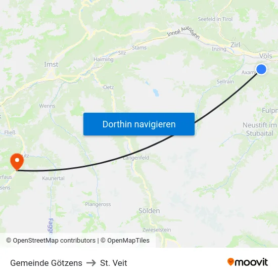 Gemeinde Götzens to St. Veit map
