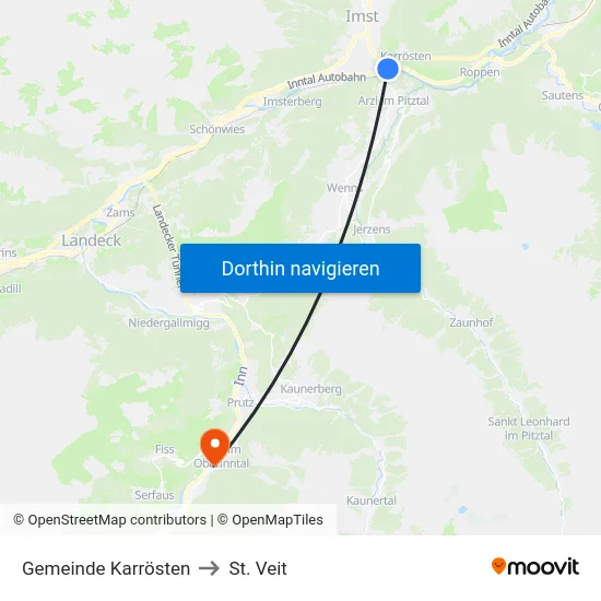 Gemeinde Karrösten to St. Veit map