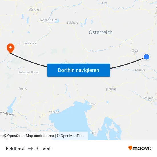 Feldbach to St. Veit map