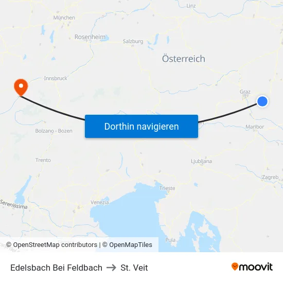 Edelsbach Bei Feldbach to St. Veit map