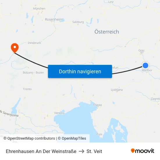 Ehrenhausen An Der Weinstraße to St. Veit map